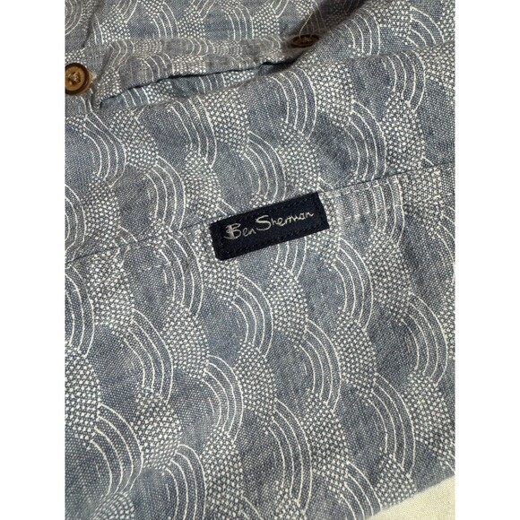 Ben Sherman Short Sleeve Button Down Shirt Blue Pattern Cotton Stretch Size S - Picture 5 of 5